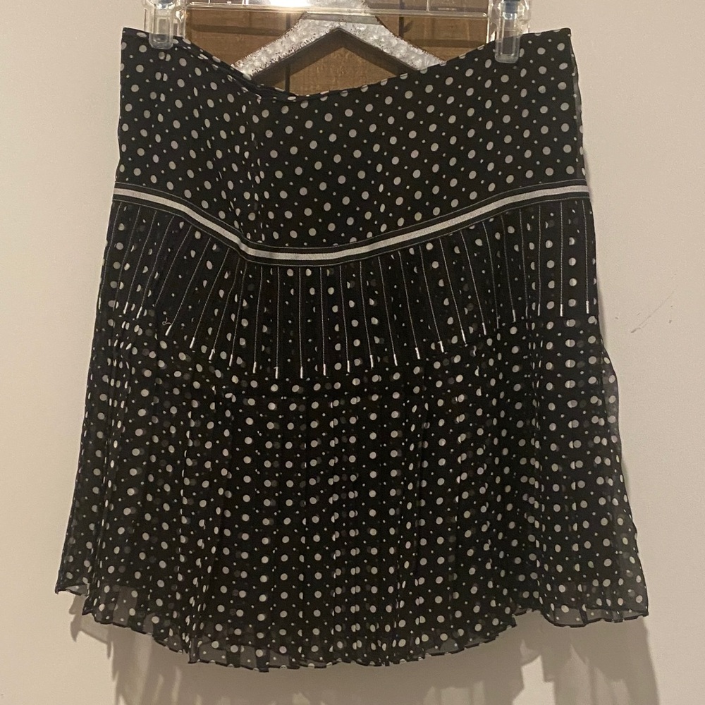 Elie Tahari Black and White Polka Dot A-Line Skirt